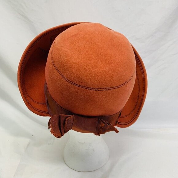 Vintage 50s 60s Felt Hat Womens Touriste Made In Switzerland Handmade Orange - Picture 4 of 14